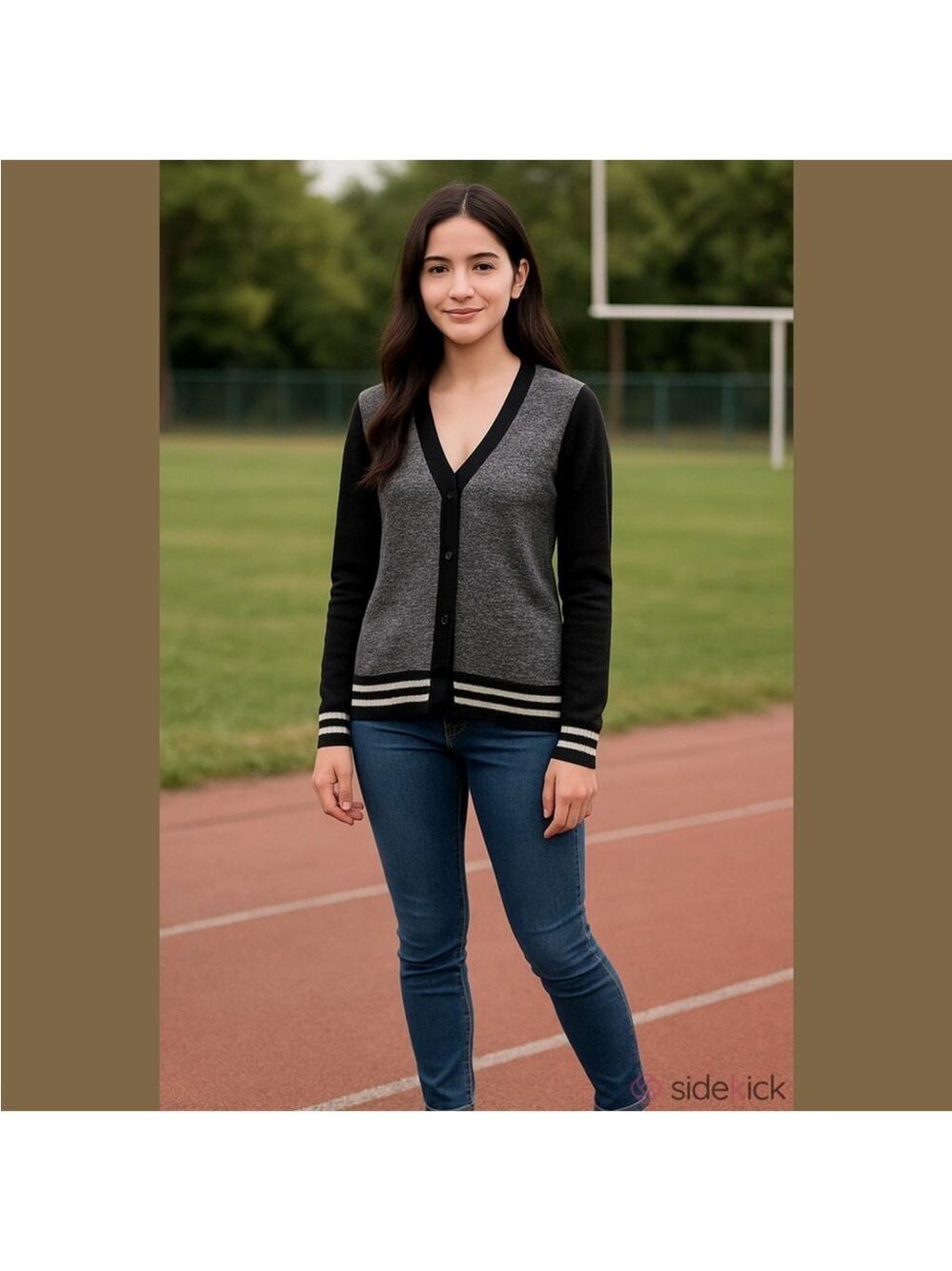 SO lightweight varsity style button down cardigan Womans Juniors XS